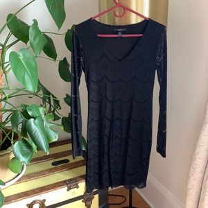 Black Lace Long Sleeve Dress